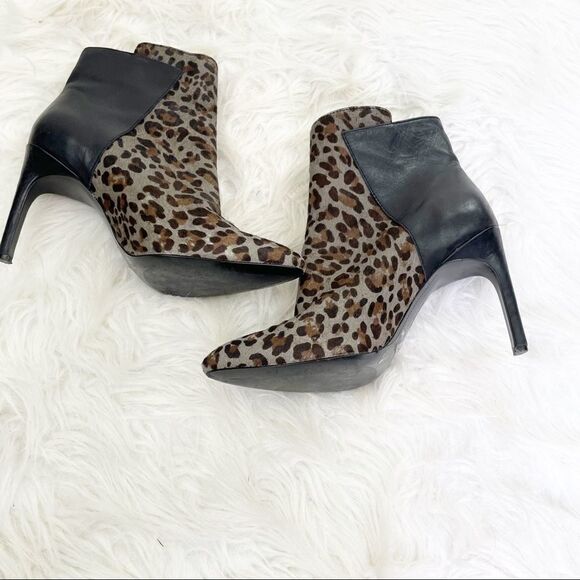 Sam Edelman Chantel Leather Leopard Coe Hair Ankle Booties - Picture 5 of 12